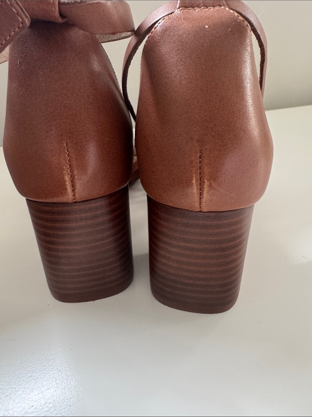 J. Jill Tan Brown Strappy Leather Block Heel Sandals - Picture 7 of 8